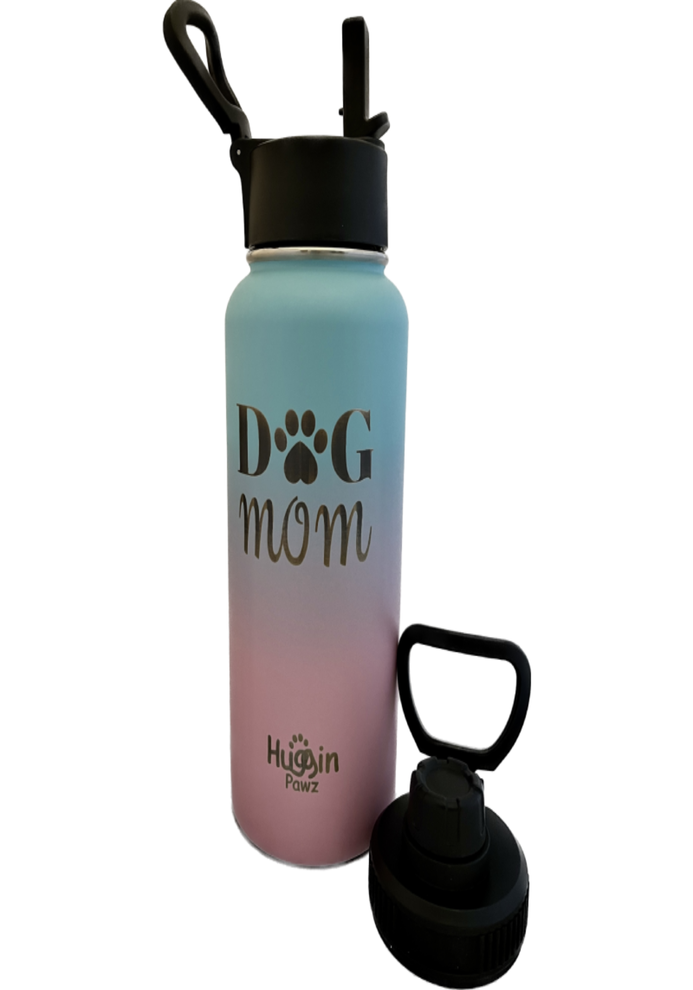 Dog Mom 32 oz Insulated Water Bottle Blue